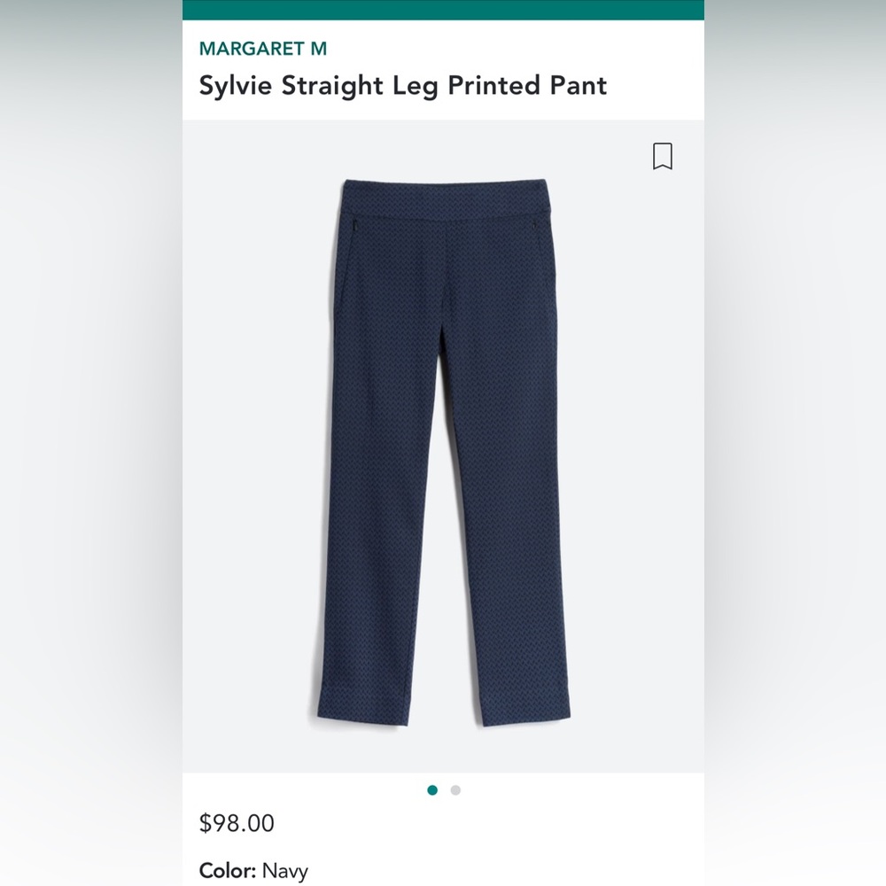 Margaret M Straight Leg Sylvie Pant in Navy.  Women’s Size 8.